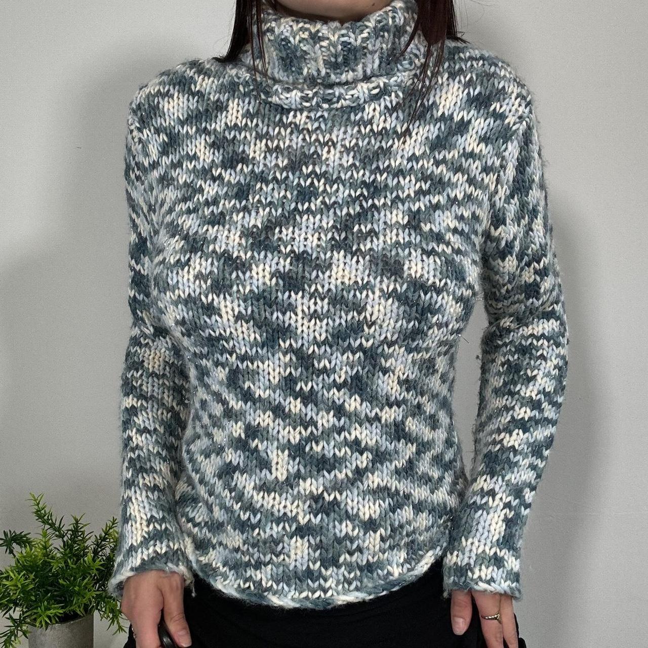 Vintage Blue Knit Turtleneck Jumper