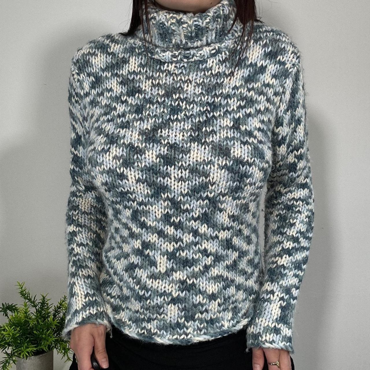 Vintage Blue Knit Turtleneck Jumper