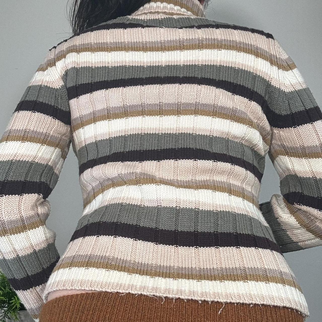 Vintage Khaki Stripe Turtleneck Jumper