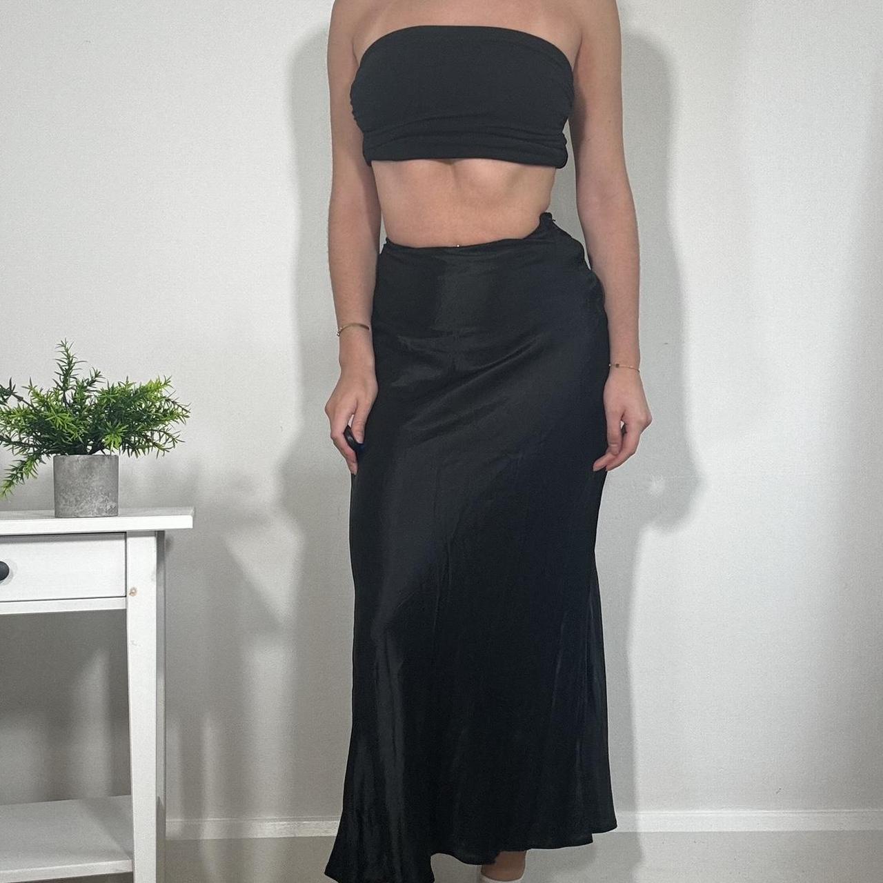 Vintage Black Satin Maxi Skirt Topshop