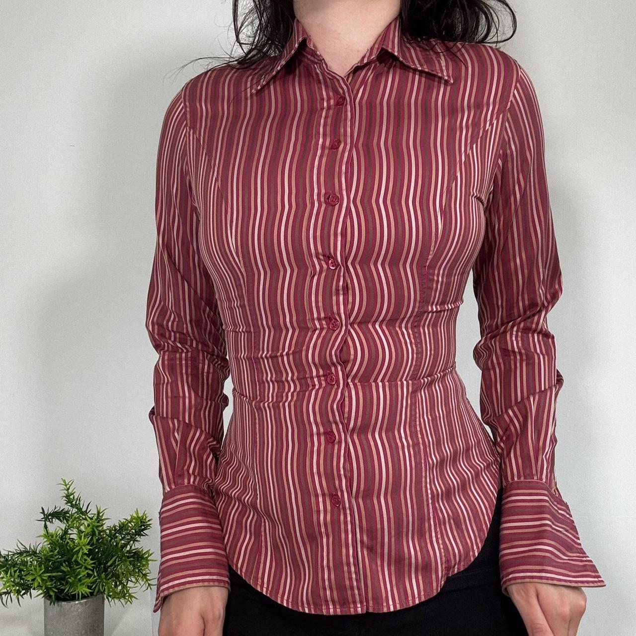 Vintage Officecore Pink Pinstripe Fitted Shirt