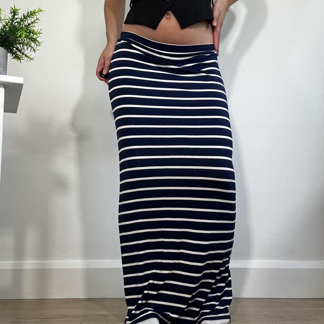 Vintage Navy Stripe Maxi Skirt Jane Norman