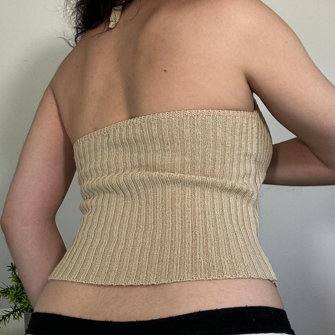 Vintage Tan Knit Halter Top Morgan De Toi