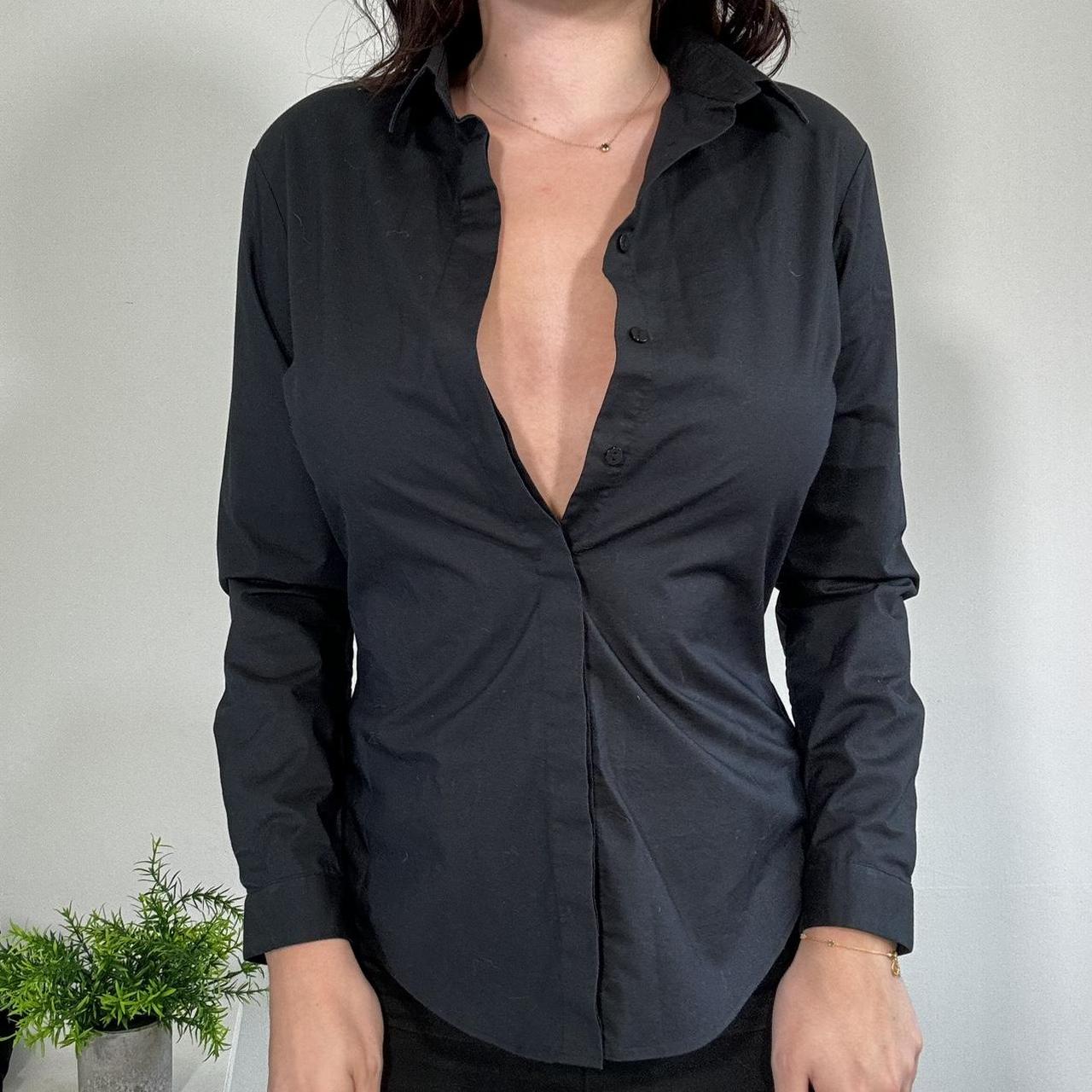 Vintage Officecore Black Fitted Shirt