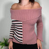 Vintage Stripe Off The Shoulder Jumper