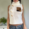 Vintage 2000s Cream Turtleneck Top With Patchwork Detailing